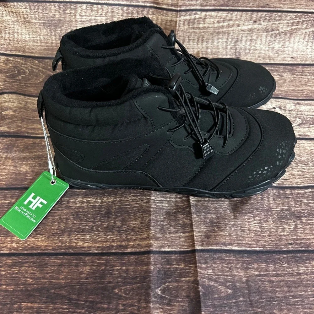 Healthy Freedom HF Barefoot Winter Boots Black Fleece Lined Wide Toe Box Size 40